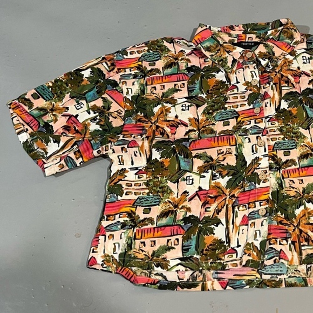Forever 21 Women's Shirt Tropical Vacation Cropped Multicolored Size Med… - Picture 2 of 8